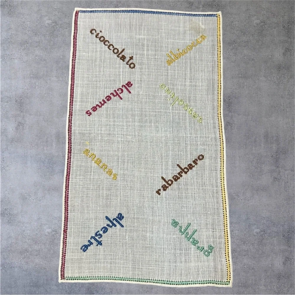 Set‎ of 6 MCM Retro Cocktail Napkins Multi Embroidered Italian Linen